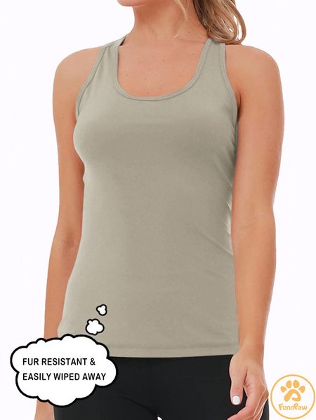 

Lilicloth X Funnpaw Fur Resistant Crew Neck Tank Top, Light gray, Tank Tops