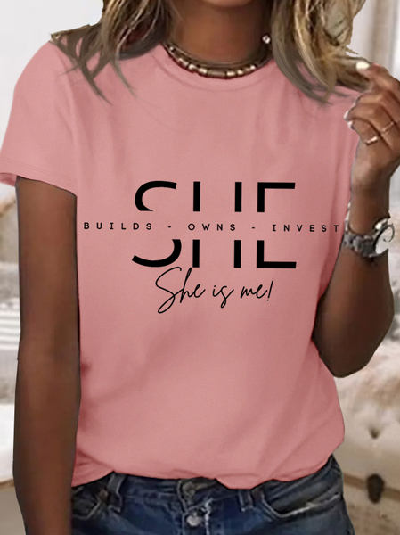 

Women's Inspirational Word She Is Me Casual Loose T-Shirt, Pink, T-shirts