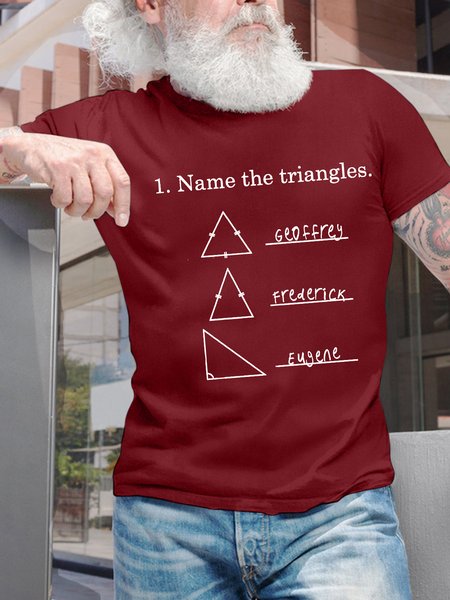 

Men’s Name The Triangles Crew Neck Regular Fit Casual Cotton T-Shirt, Red, T-shirts