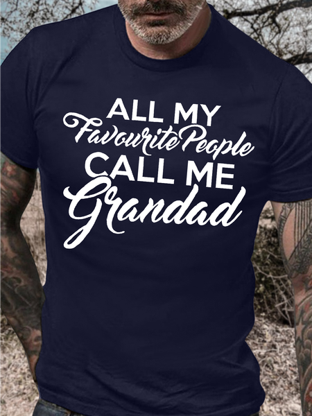 

Men's My Favorite People Call Me Grandpa Funny Graphic Printing Gift For Father's Day Loose Cotton Casual Text Letters T-Shirt, Purplish blue, T-shirts