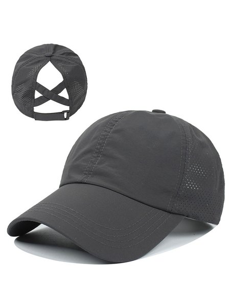 

Criss Cross Ponytail Baseball Cap Adjustable High Messy Bun Ponycap Quick Drying Mesh Hats, Deep gray, Women's Hats