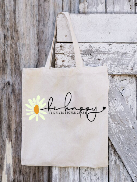 

Women's Be Happy It Drives People Crazy Shopping Tote, White, Bags