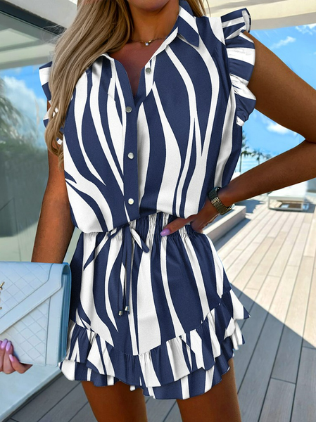 

Loose V Neck Striped Casual Dress, Blue, Dresses