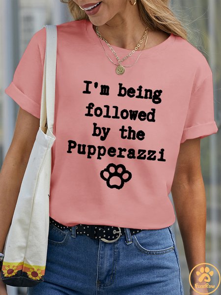 

Lilicloth X Funnpaw Women's I'm Being Followed By The Pupperazzi Pet Matching T-Shirt, Pink, T-shirts