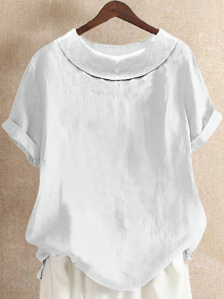 

Plain Regular Fit Linen Shirt, White, Tees & T-shirts