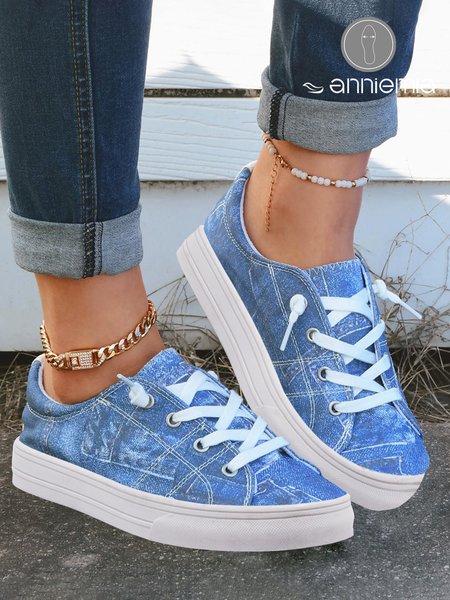 

Blue Denim Casual Canvas Shoes, Sneakers