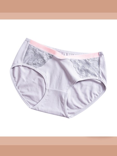 

Floral Semi-Casual Lace Low Waist Support Panties, Gray, Briefs