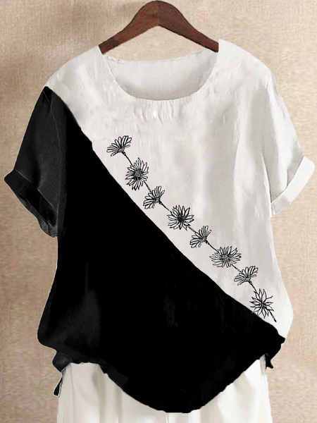 

Regular Fit Linen Linen Shirt, Black-white, Tees & T-shirts