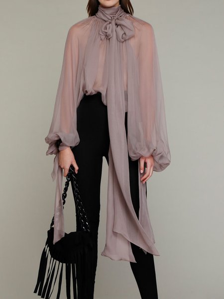 

Others Plain Regular Fit Elegant Blouse, Gray, Blouses and Shirts