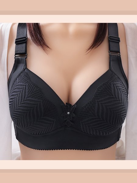 

Breathable Wireless Floral Half Lace Bra and Relaxed Bra, Black, Trendy Bras