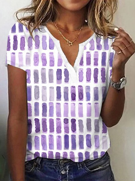 

Ombre Casual Loose T-Shirt, Purple, T-shirts