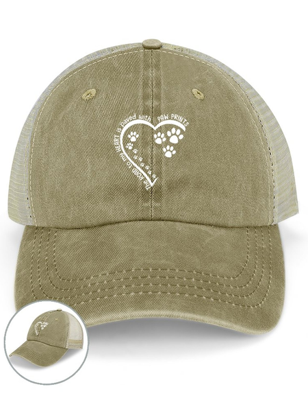

Women's Dog Lovers The Road To My Heart Is Paved With Paw Prints Washed Mesh-back Baseball Cap, Khaki, Women's Hats