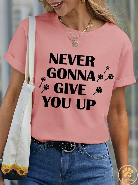 

Lilicloth X Funnpaw Women's Never Gonna Give You Up Pet Matching T-Shirt, Pink, T-shirts