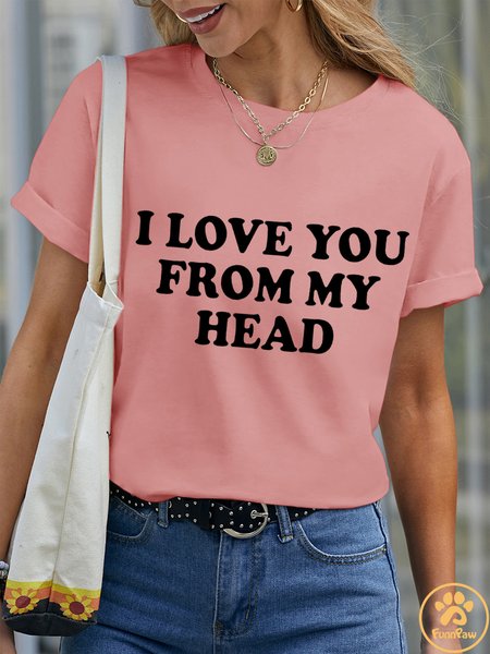 

Lilicloth X Funnpaw Women's I Love You From My Head Pet Matching T-Shirt, Pink, T-shirts
