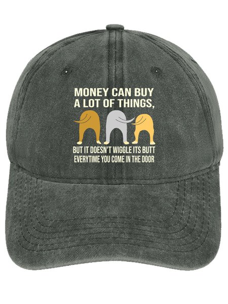 

Men's Money Can Buy A Lot Things But It Doesn‘T Wiggle Its Butt Everytime You Came In The Door Funny Graphic Printing Regular Fit Adjustable Denim Hat, Light gray, Women's Hats