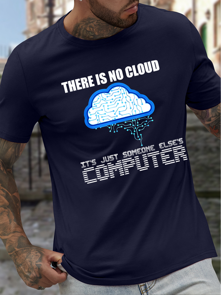 

Men's There Is No Cloud It'S Just Someone Else'S Computer Funny Technical Chip Circuit Diagram Graphic Printing Casual Cotton Text Letters Loose T-Shirt, Purplish blue, T-shirts