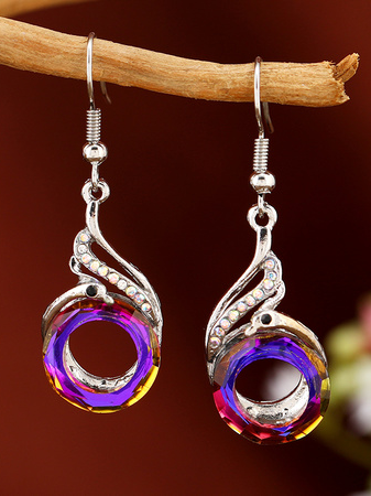 

Elegant Austrian Color Crystal Diamond Wing Earrings Party Wedding Festival Female Jewelry, As picture, Earrings