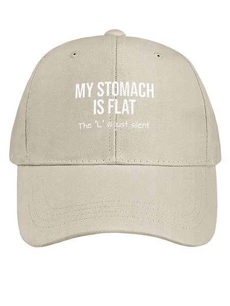 

Men's My Stomach Is Flat The L Is Just Silent Funny Graphic Printing Text Letters Cotton Baseball Caps, Khaki, Women's Hats