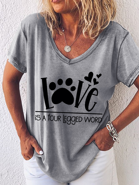 

Women's Dog Lover Funny Saying Simple V Neck T-Shirt, Gray, T-shirts