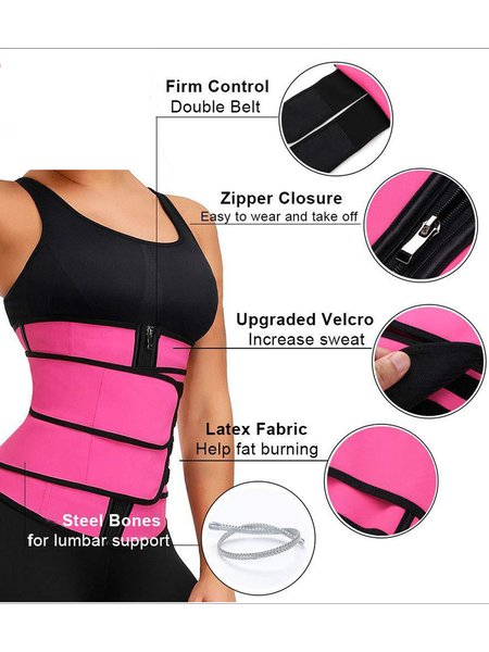 

Fitness Sports Protection Velcro Zipper Belt Unisex, Deep pink, Sleepwear&Robes
