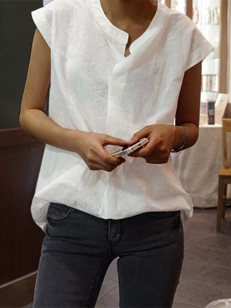 

Linen Cotton And Linen Shirt, White, Blouses & Shirts