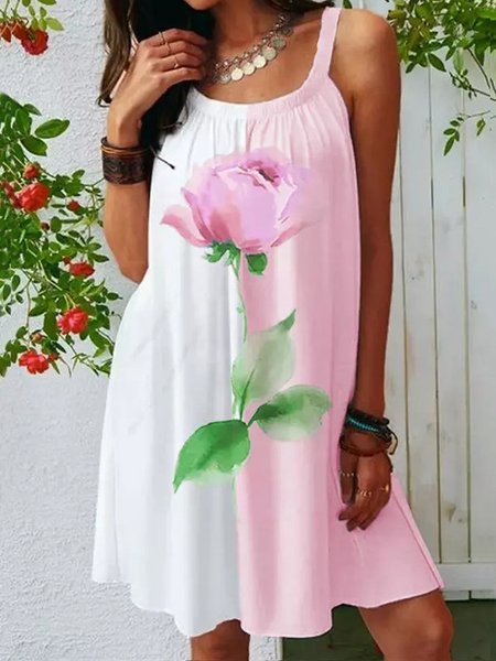 

Mother's Day Halter Loose Casual Floral Dress, Pink, Dresses