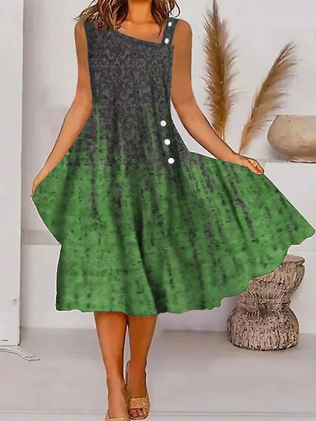 

Asymmetrical Ethnic Casual Dress, Green, Dresses