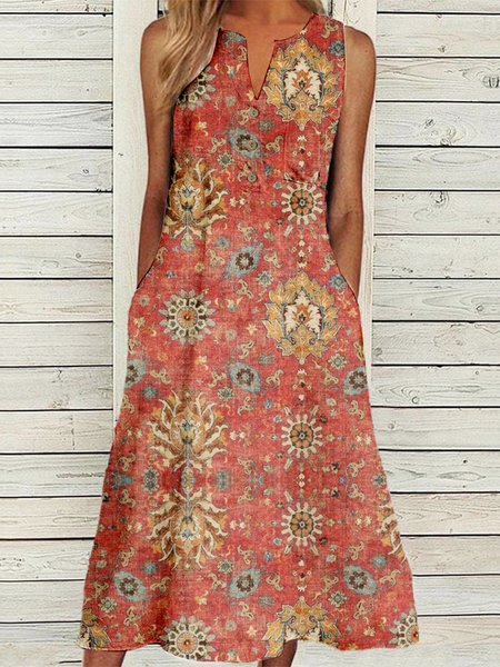 

Vintage Loose Ethnic Dress, Red, Dresses