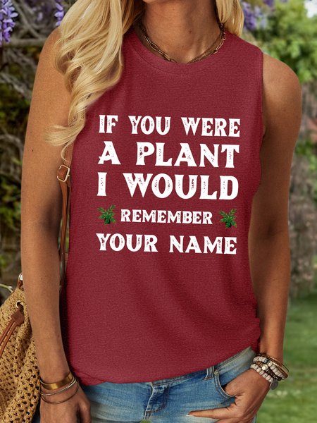 

Lilicloth X Rajib Sheikh If You Were A Plant I Would Remember Your Name Women’s Casual Plants Tank Top, Wine red, Tank Tops