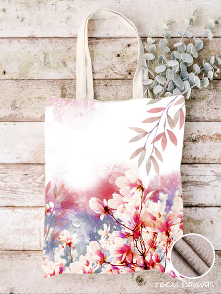 

Lilicloth x Iqs Floral Women’s 16 OZ Canvas Fabric Floral Shopping Tote, White, Bags
