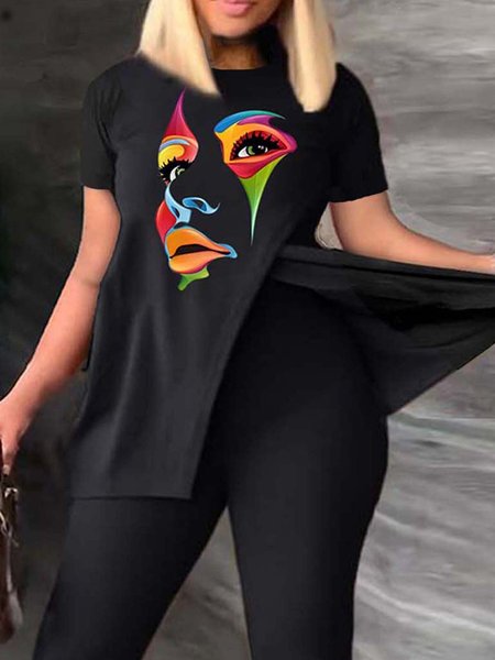 

Regular Fit Crew Neck Casual T-Shirt, Black, Tees