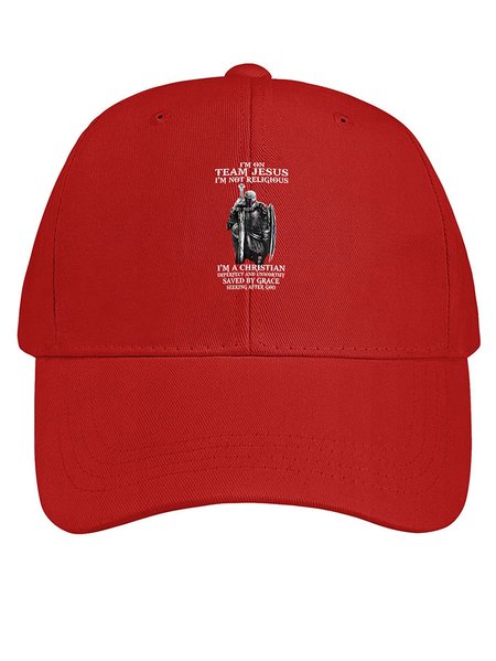 

Men's I Am Not Team Jesus I Am Not Religious I Am A Christian Imperfect And Unworthy Saved By Grace Seeking After God Funny Graphic Printing Cotton Baseball Caps, Red, Men's Hats