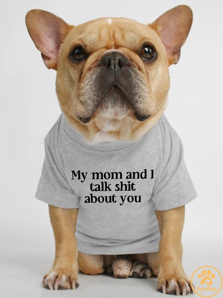 

Lilicloth X Funnpaw My Mom And I Talk Shit About You Human Matching Dog T-Shirt, Gray, Pet T-shirts