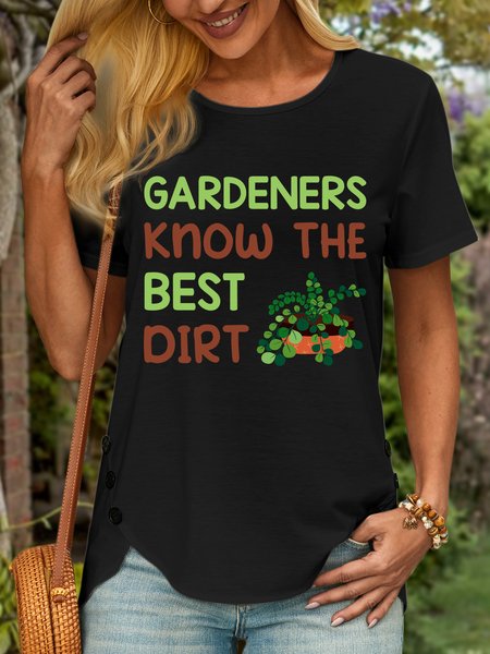 

Lilicloth X Rajib Sheikh Gardeners Know The Best Dirt Women’s Casual Crew Neck T-Shirt, Black, T-shirts