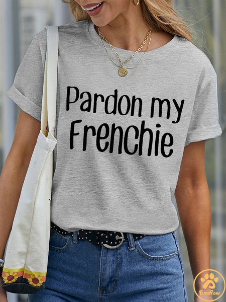 

Lilicloth X Funnpaw Women's Pardon My Frenchie Pet Matching T-Shirt, Gray, T-shirts