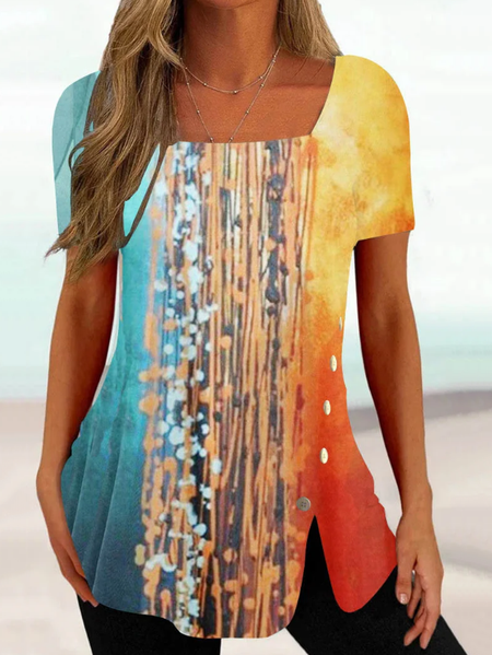 

Loose Knitted Gradient Pattern Casual Shirt, Orange, Shirts & Blouses