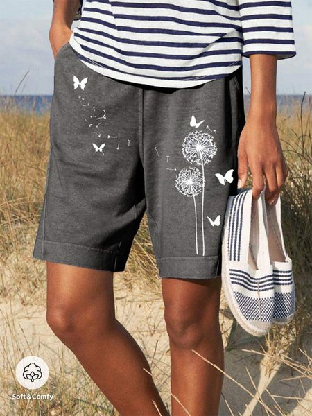 

Dandelion Casual Loose Shorts, Gray, Shorts