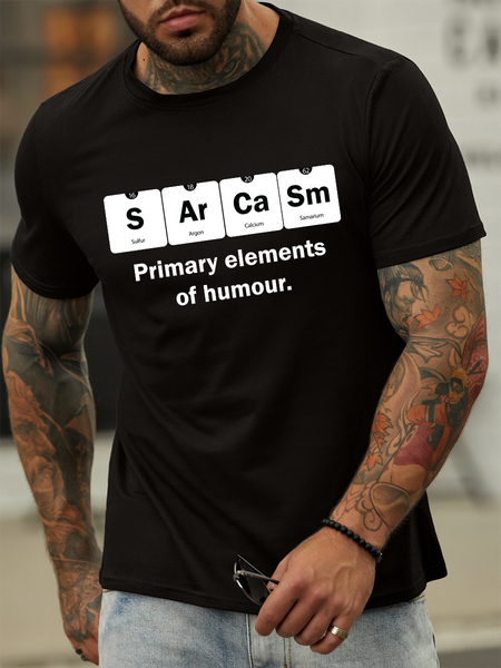 

Lilicloth X Hynek Rajtr Sarcasm Rrimary Elements Of Humour Men’s Casual Crew Neck T-Shirt, Black, T-shirts