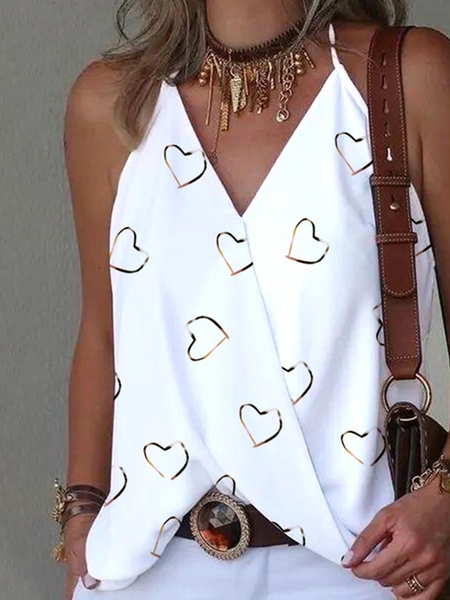 

Plain Spaghetti Simple Loose Cami, White, Tanks & Camis