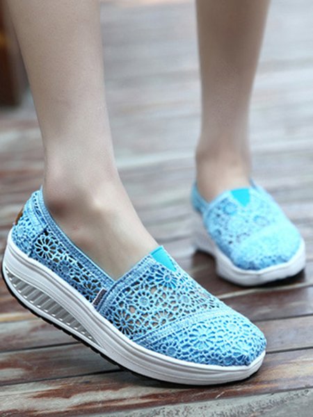 

Stylish Lace Platform Sneakers, Light blue, Sneakers