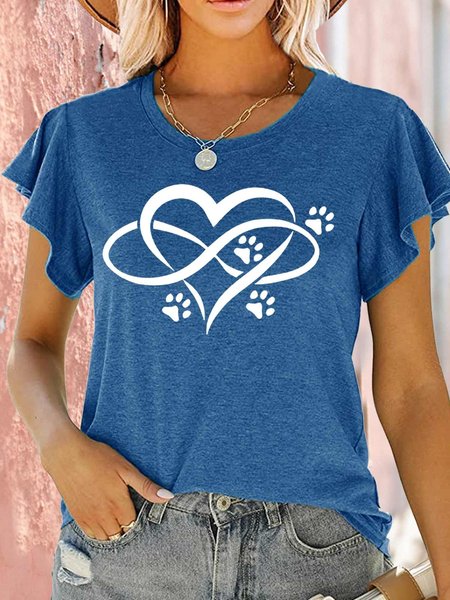 

Women's Dog Lover Forever Love Crew Neck Casual T-Shirt, Blue, T-shirts