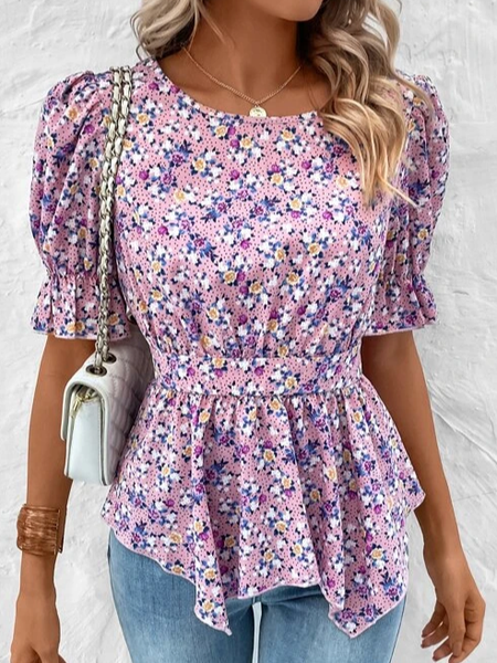 

Casual Loose Crew Neck Shirt, Purple, Shirts & Blouses