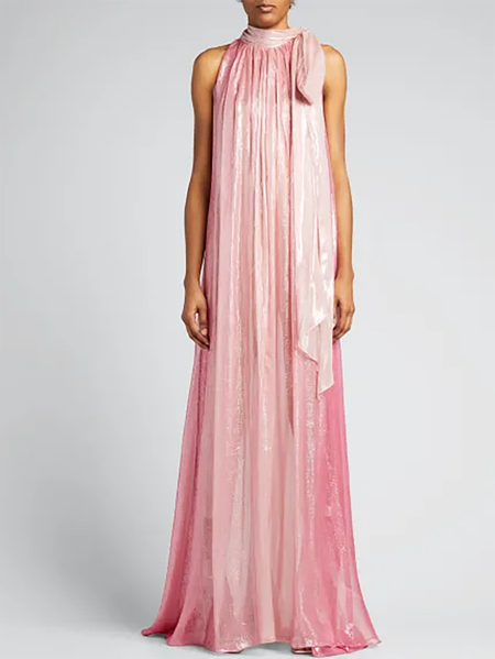 

Party Vintage Halter Dress, Pink, Maxi Dresses