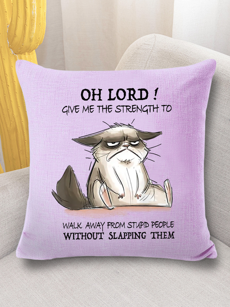 

18*18 Throw Pillow Covers, Word Oh Lord Give Me The Strength To Walk Away From Stupid People Without Slapping Them Pillowcase Case, Purple, Pillow Covers