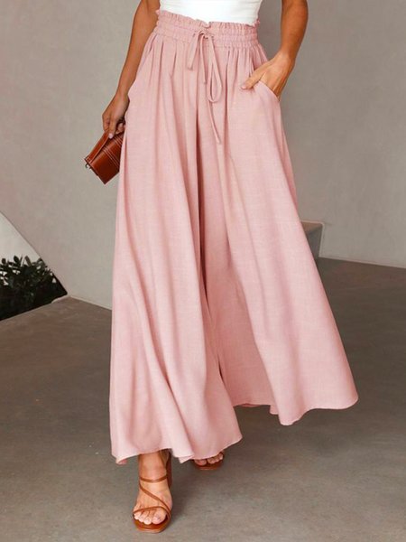 

Regular Fit Plain Elegant Fashion Pants, Pink, Pants