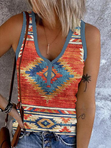 

Womens Ethnic Casual Tank Top, Orange, Tanks & Camis
