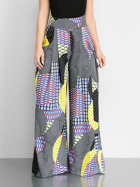 

Abstract Urban Loose High Waist Fashion Long Pants Wide leg pants, As picture, Pants