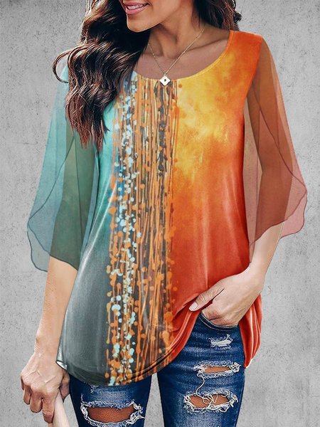 

Loose Gradient Pattern Casual Shirt, Orange, Shirts & Blouses