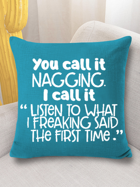 

18*18 Throw Pillow Covers, Funny You Call It You Nail It Soft Flax Cushion Pillowcase Case For Living Room, Blue, Pillow Covers
