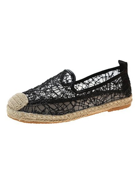 

Sequin Decor Breathable Mesh Slip On Espadrille Flats, Black, Flats